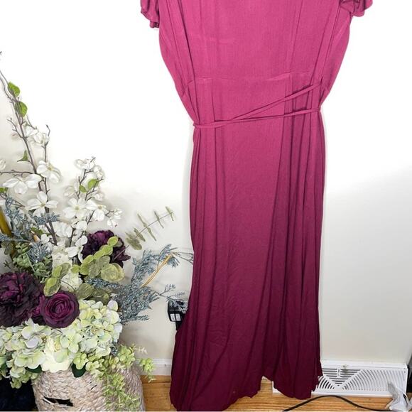 LULU'S Heart of Marigold Burgundy Wrap Maxi Dress Red Maroon Sz M {UU31} - Picture 5 of 8